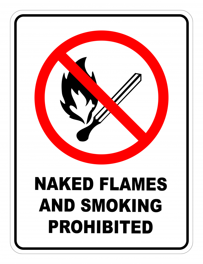 Naked Flames And Smoking Prohibited Prohibited Safety Sign