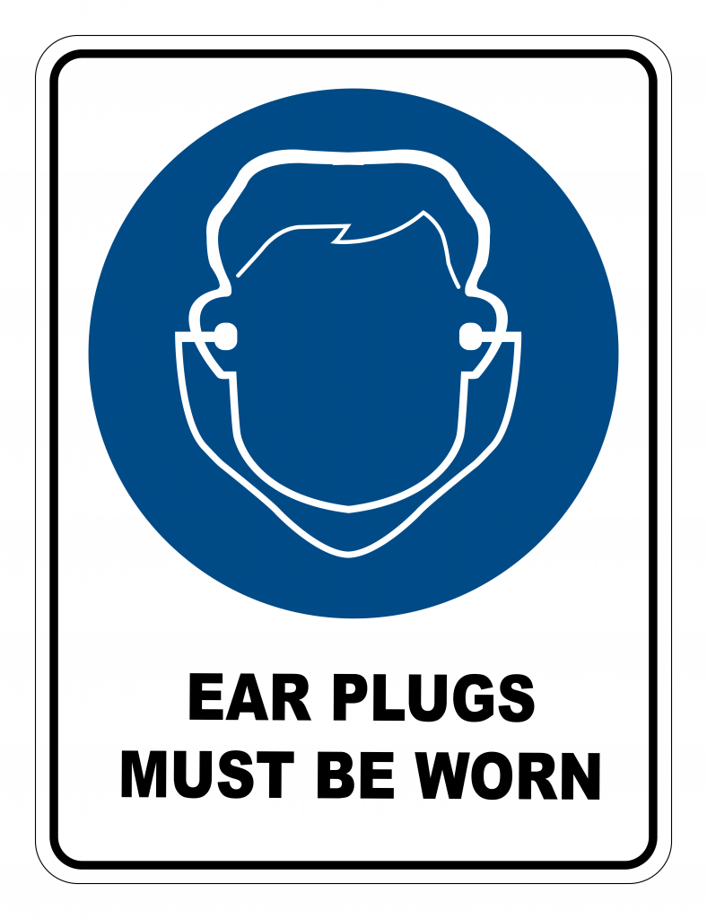 Ear Plugs Must Be Worn Mandatory Safety Sign