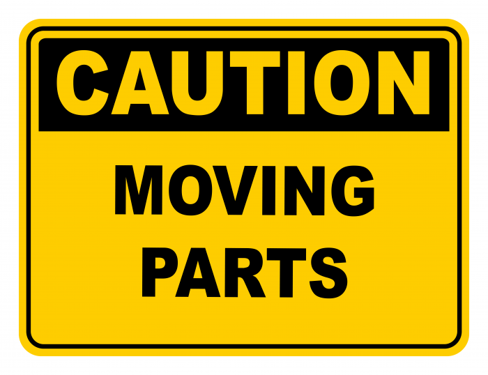 Moving Parts Warning Caution Safety Sign